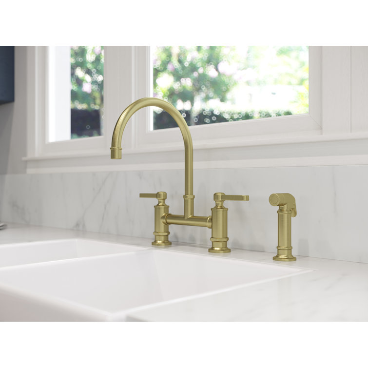 Brushed Gold Stainless Steel Kitchen Faucet with Pull-out Spray