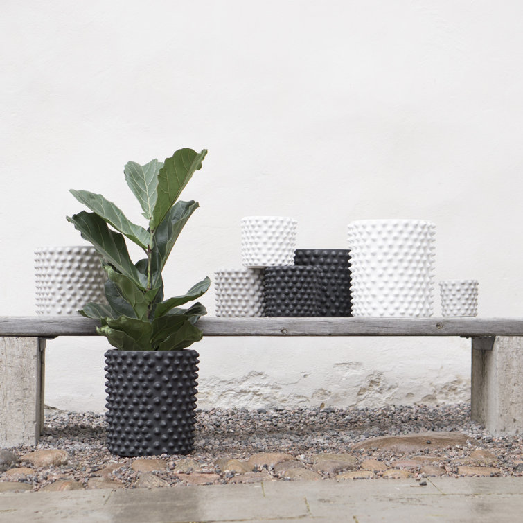 Gray Textured Ceramic Indoor Pot Planter