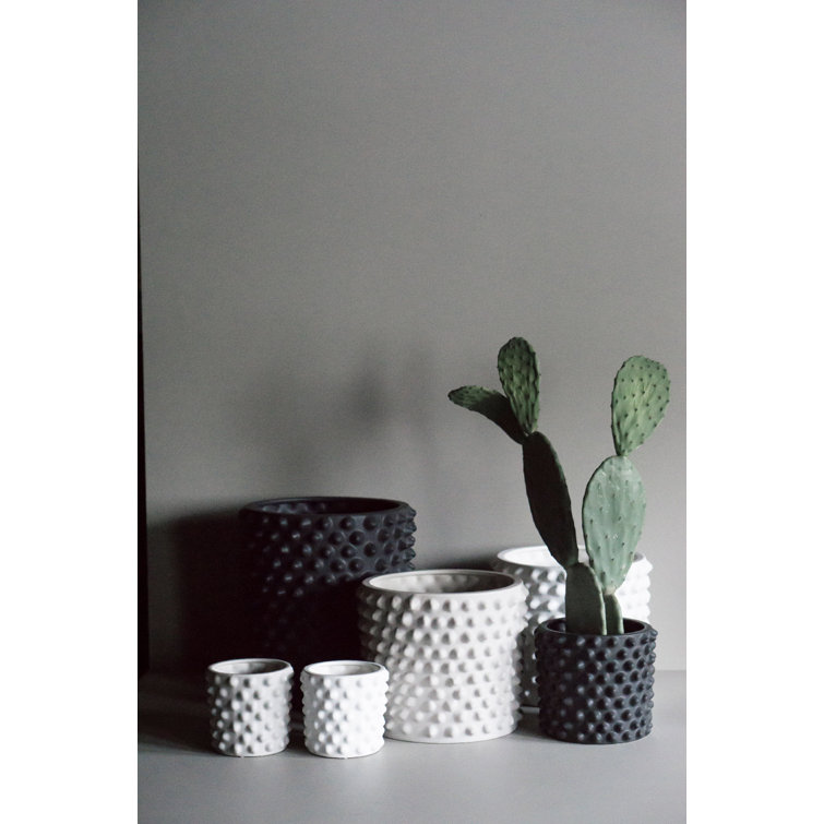 Gray Textured Ceramic Indoor Pot Planter