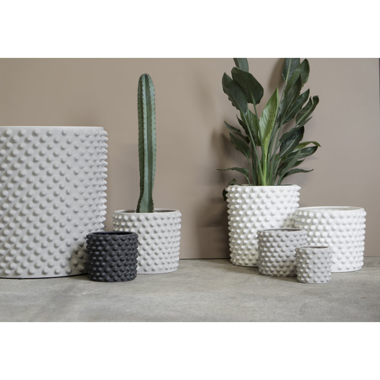 Gray Textured Ceramic Indoor Pot Planter