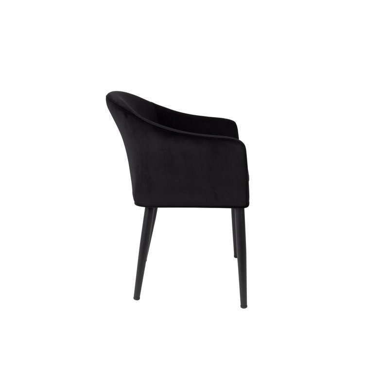 Catelyn Black Velvet Armchair with Flared Arms