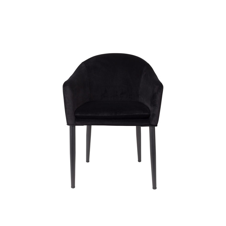 Catelyn Black Velvet Armchair with Flared Arms