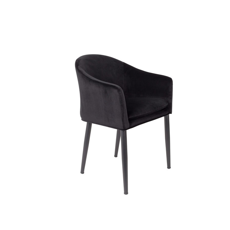 Catelyn Black Velvet Armchair with Flared Arms