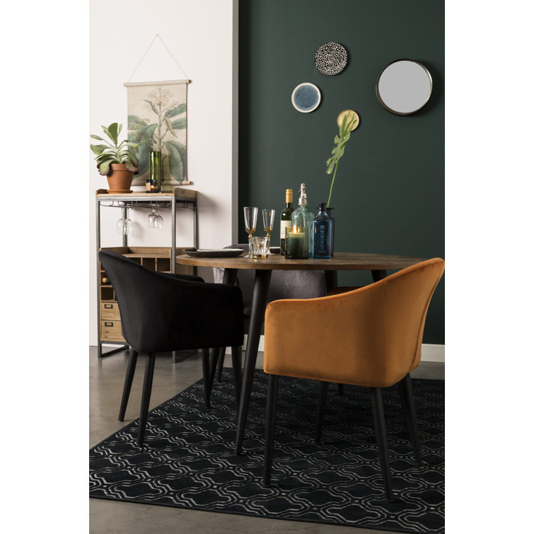 Catelyn Black Velvet Armchair with Flared Arms