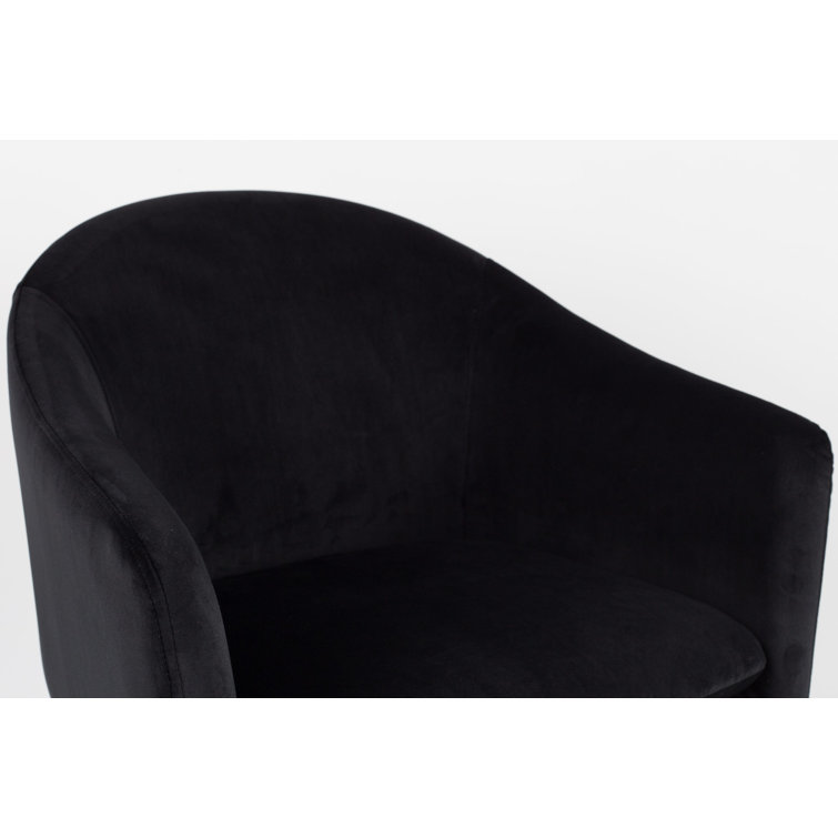 Catelyn Black Velvet Armchair with Flared Arms