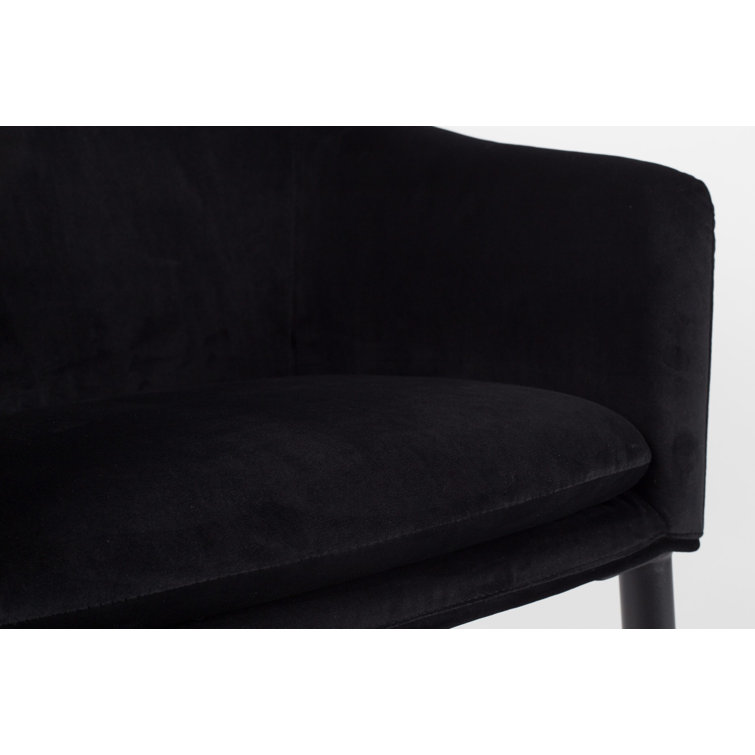 Catelyn Black Velvet Armchair with Flared Arms