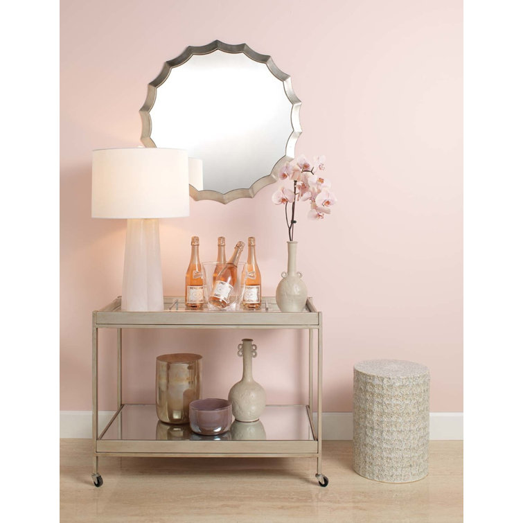 Cream Floral Embossed Ceramic Drum Side Table