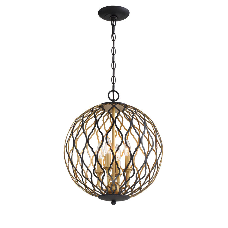 Fianna 4-Light Gold and Glass Indoor/Outdoor Pendant