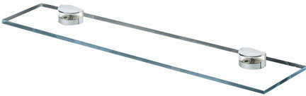 Polished Chrome 18" Glass Wall Shelf with Wood Accents