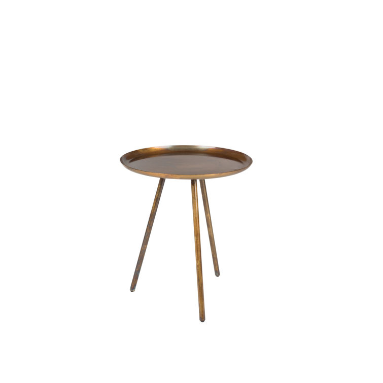 Copper Round Iron Tray Top End Table
