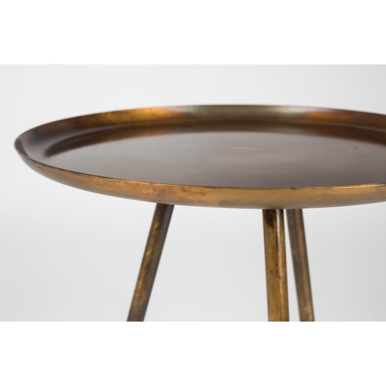 Copper Round Iron Tray Top End Table