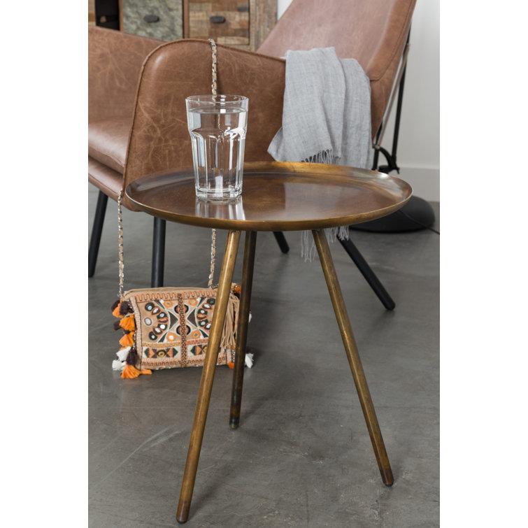 Copper Round Iron Tray Top End Table