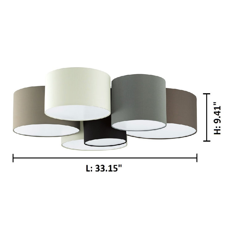 Beckman 6-Light Black and Gray Fabric Drum Flush Mount
