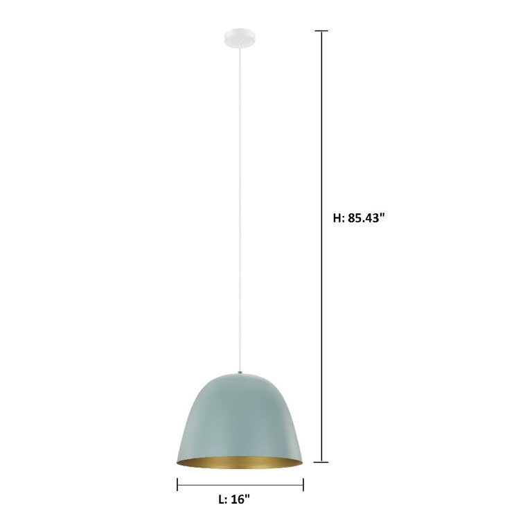 Coretto Pastel Dark Green and Gold Metal Dome Pendant Light