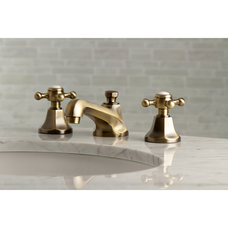 Vintage Brass 8-Inch Widespread Bathroom Faucet with Drain Assembly