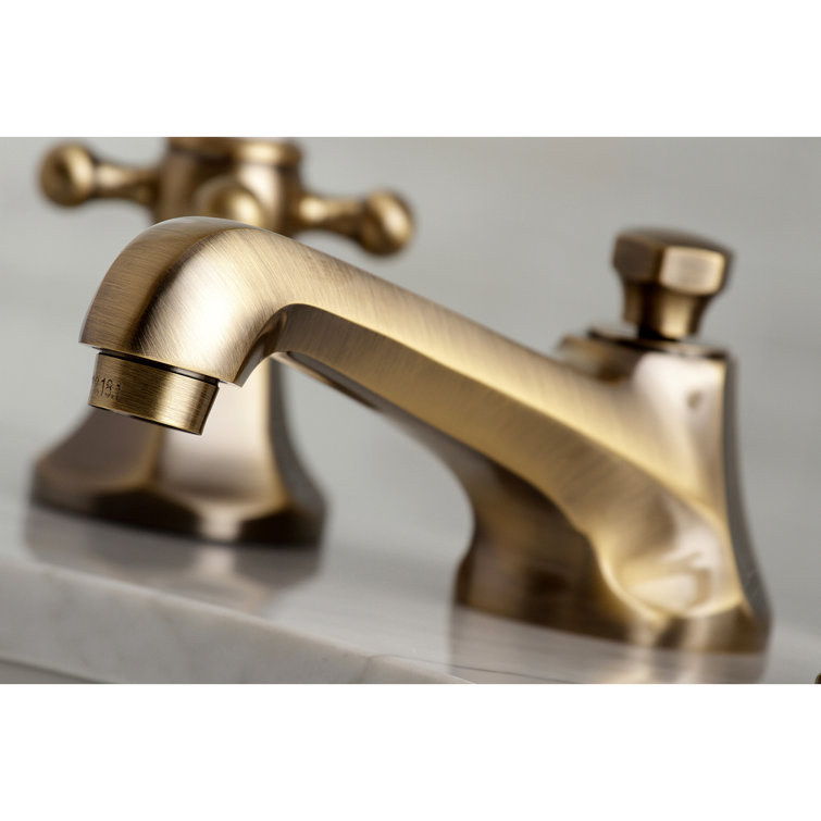 Vintage Brass 8-Inch Widespread Bathroom Faucet with Drain Assembly