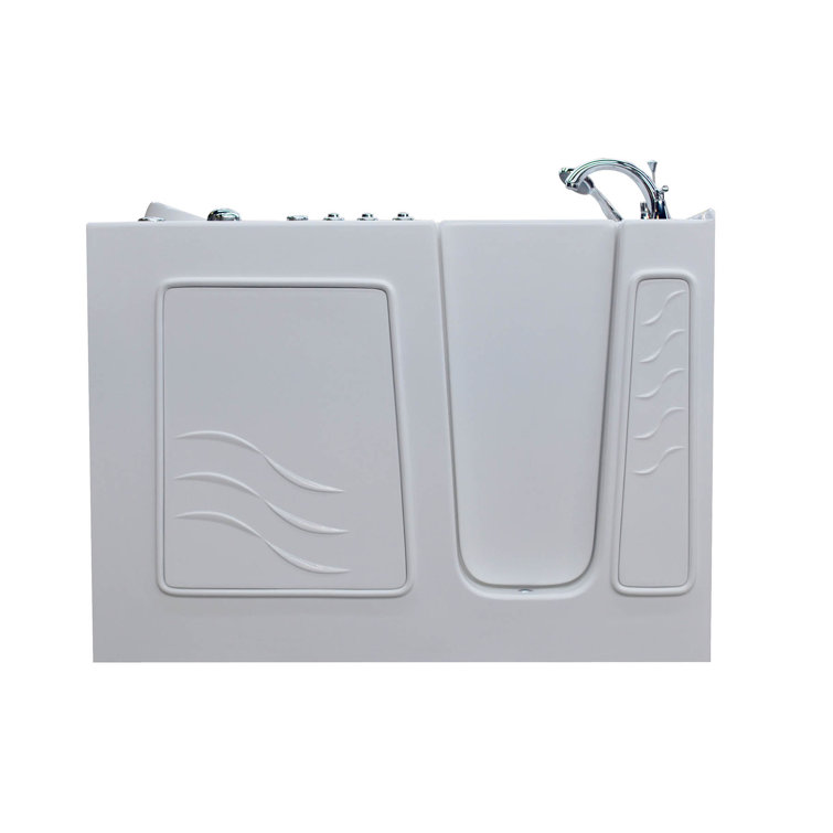 Ashton 52.8'' x 29.5'' White Fiberglass Walk-in Bathtub with Faucet