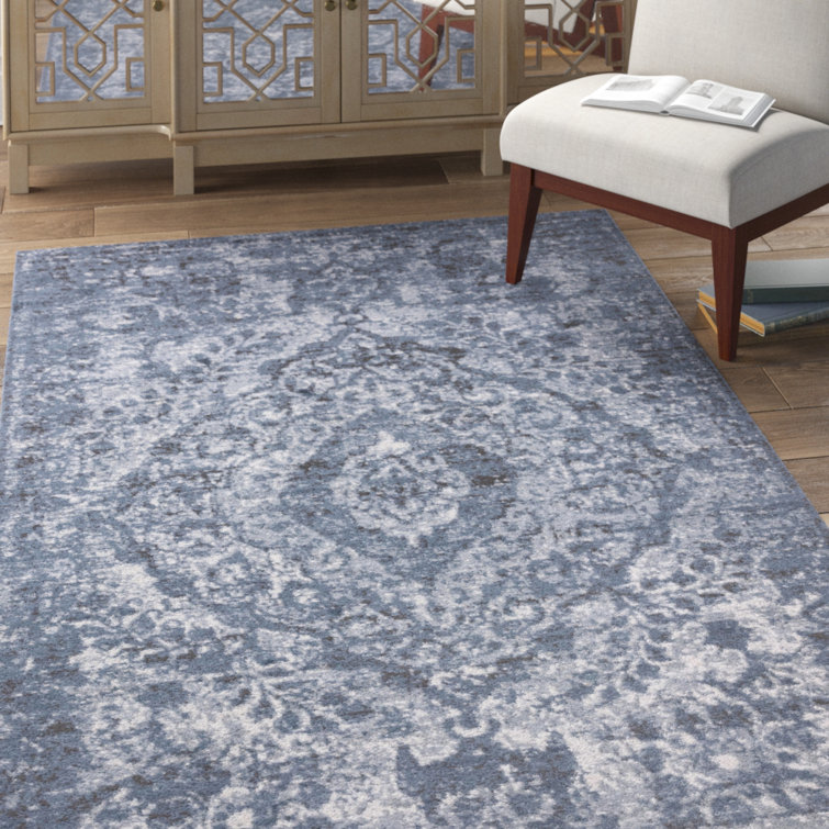 Astoria Blue Geometric Synthetic Indoor Rug