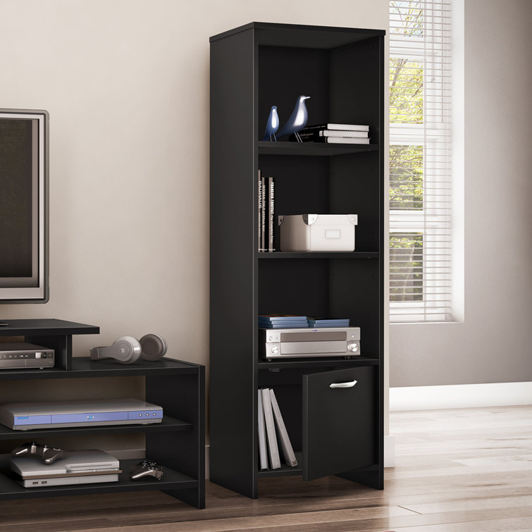 Contemporary Black Laminate Adjustable Media Tower