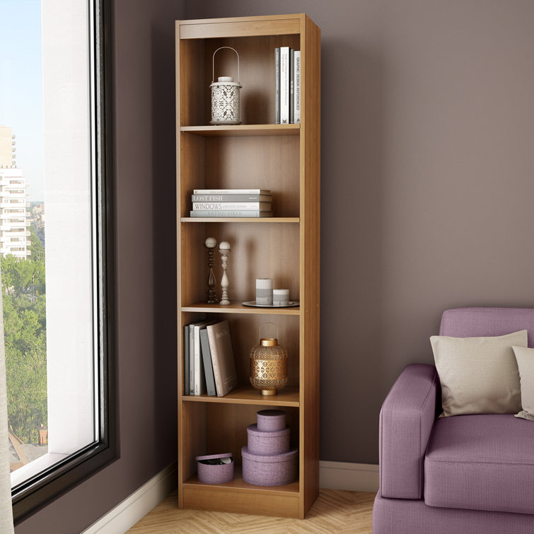 Morgan Cherry Adjustable 5-Shelf Narrow Bookcase