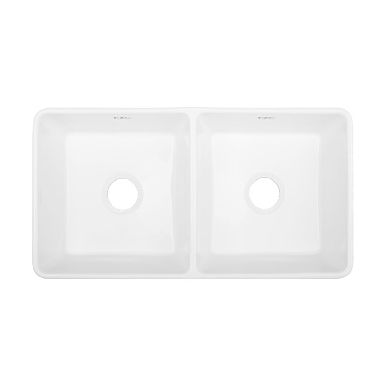 Delice Duo Glossy White Ceramic Farmhouse Sink
