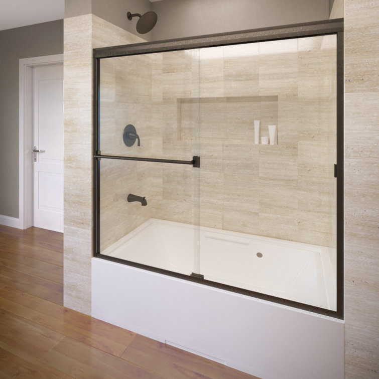 Classic 57" Oil Rubbed Bronze Semi-Frameless Sliding Tub Door