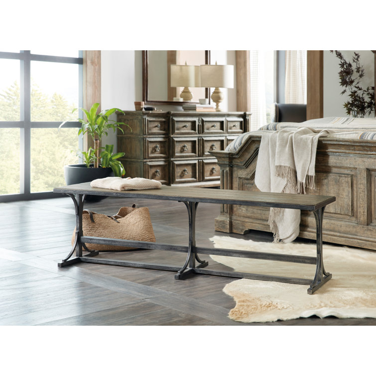 LaGrange Traditional Black/Brown Oak Veneer Bed Bench with Storage