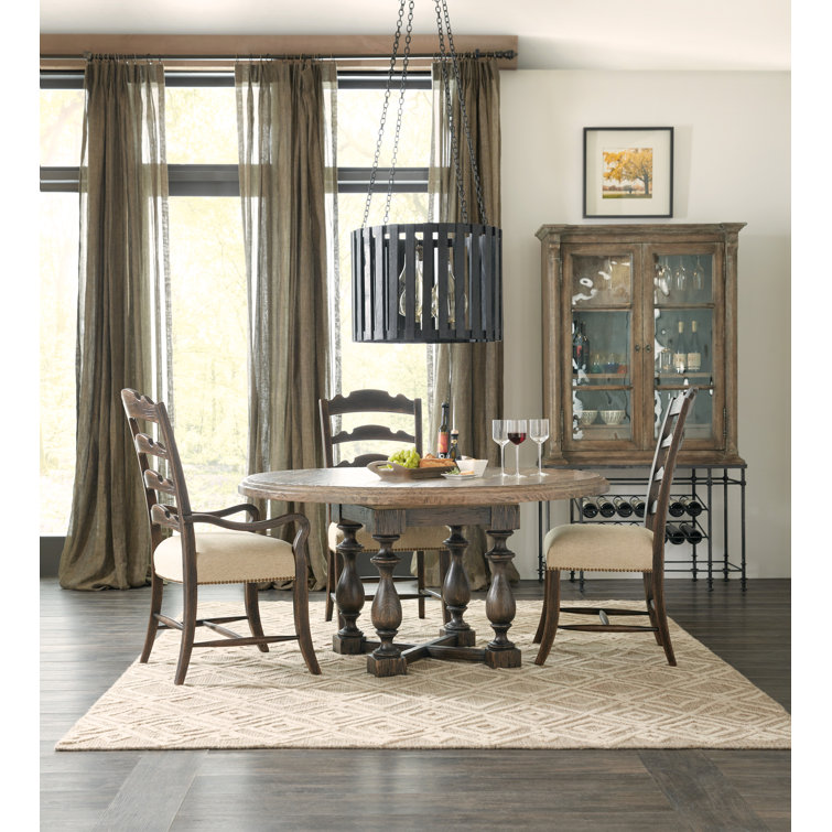 La Grange Traditional Beige & Black 44'' Oak Bar Cabinet