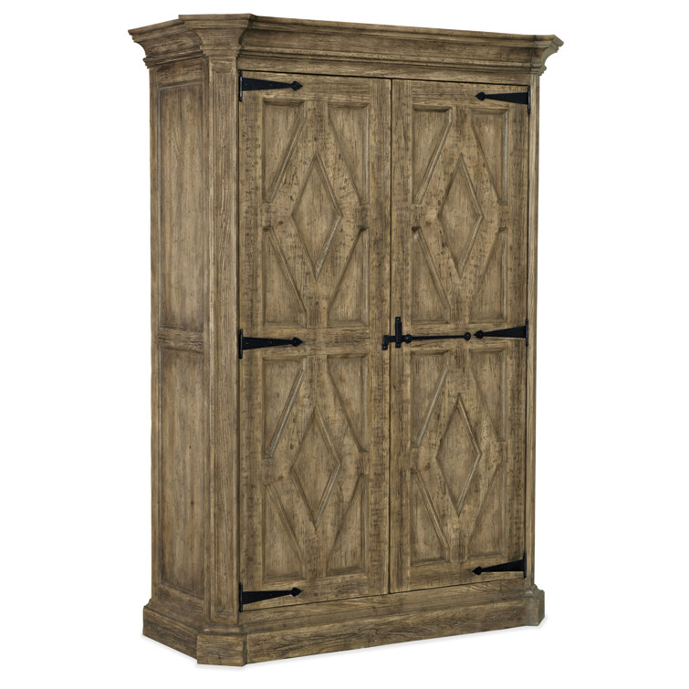 Barnwood Brown Rustic 60" Armoire with Mirror and Clothing Storage