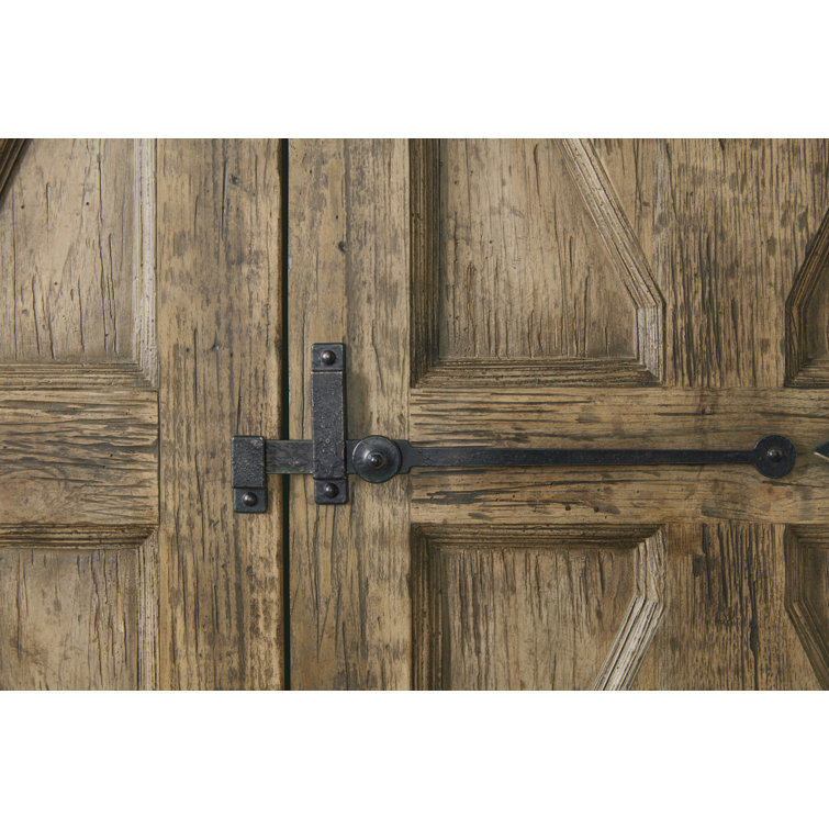 Barnwood Brown Rustic 60" Armoire with Mirror and Clothing Storage