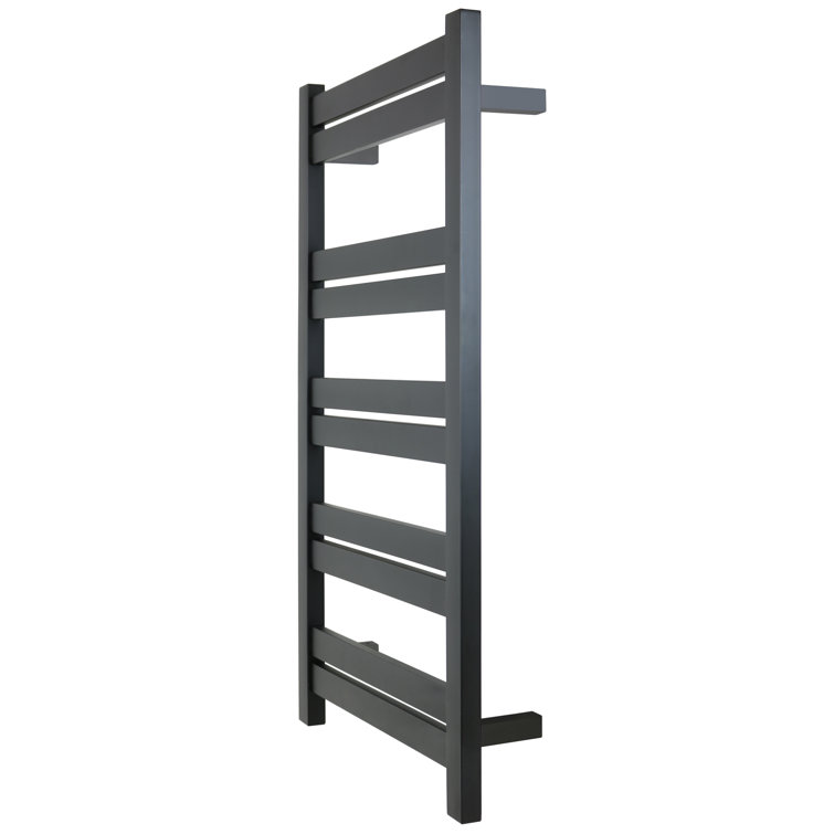 Grande 10-Bar Black Stainless Steel Wall-Mounted Towel Warmer