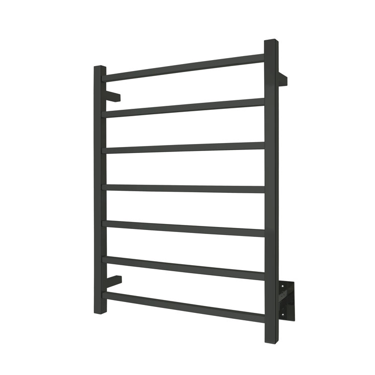 Black 7-Bar Wall Mounted Stainless Steel Towel Warmer