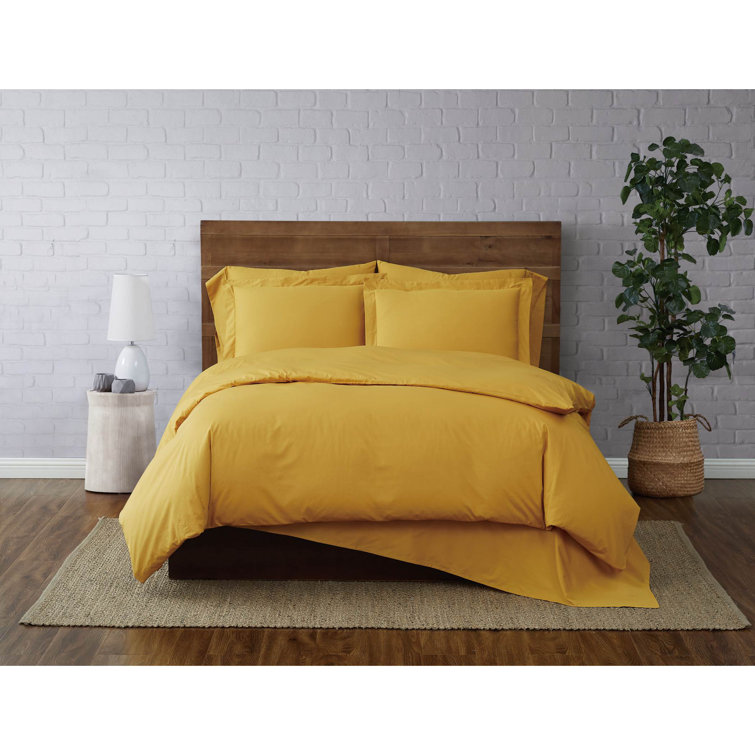Mustard Yellow King Cotton Duvet Cover Set