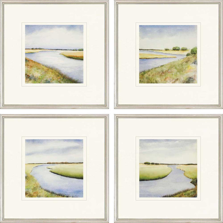 Marshland Serenity Set of 4 Blue Canvas Prints