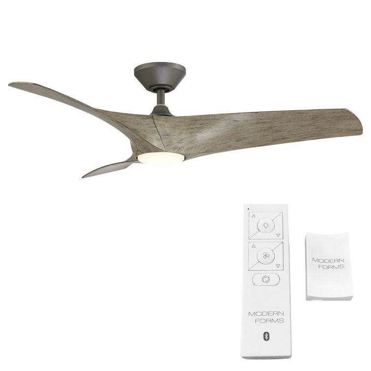 Zephyr 52" Graphite and Weathered Wood Smart Ceiling Fan with LED Light and Remote
