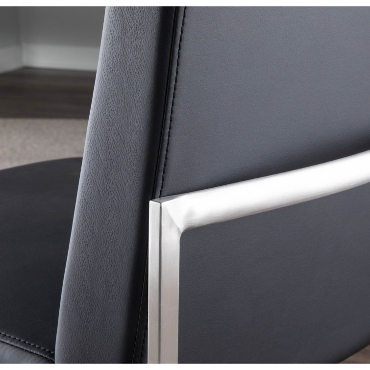 Fuji Contemporary High Back Faux Leather Dining Chair in Black