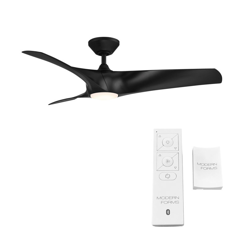 Zephyr Matte Black 52" Smart Ceiling Fan with LED Light and Remote