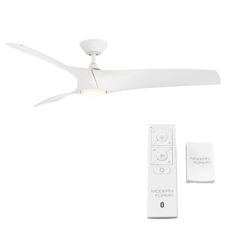 Zephyr 52" Matte White Smart Ceiling Fan with LED Light and Remote