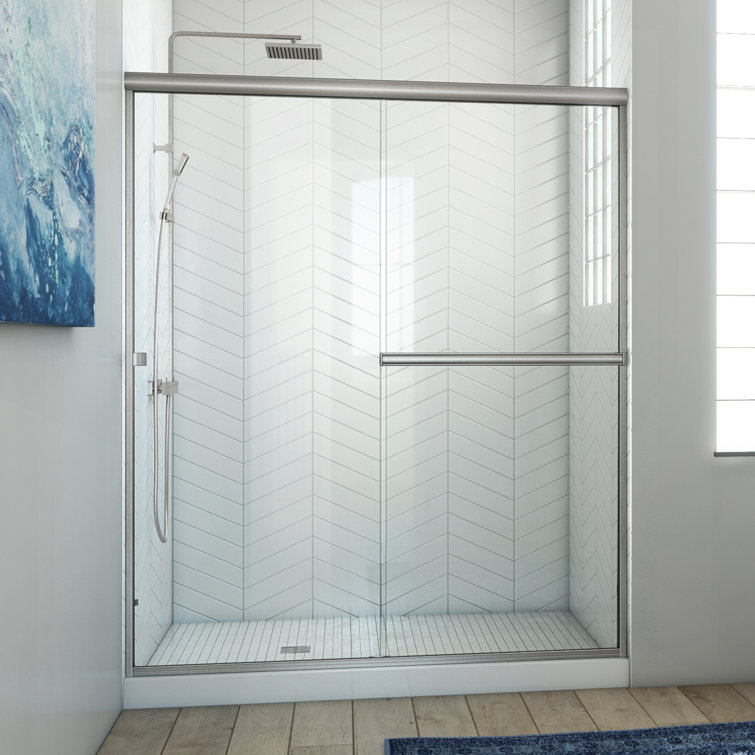 LESE 54" x 70" Brushed Nickel Frameless Bypass Shower Door