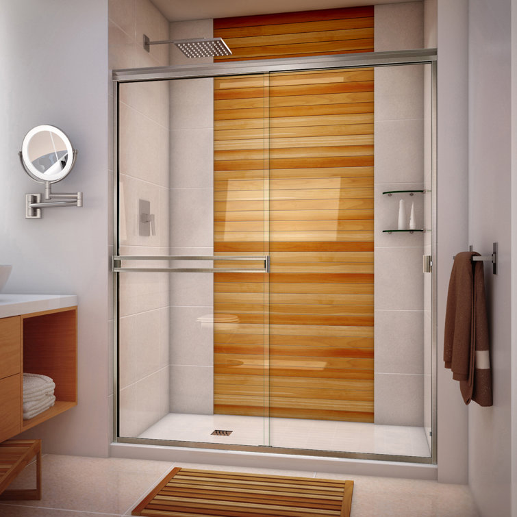 SE 60" x 70" Brushed Nickel Clear Glass Sliding Shower Door