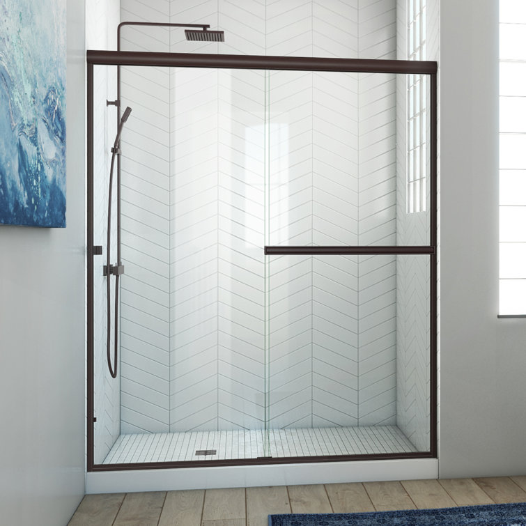 54" x 70" Oil Rubbed Bronze Frameless Bypass Shower Door