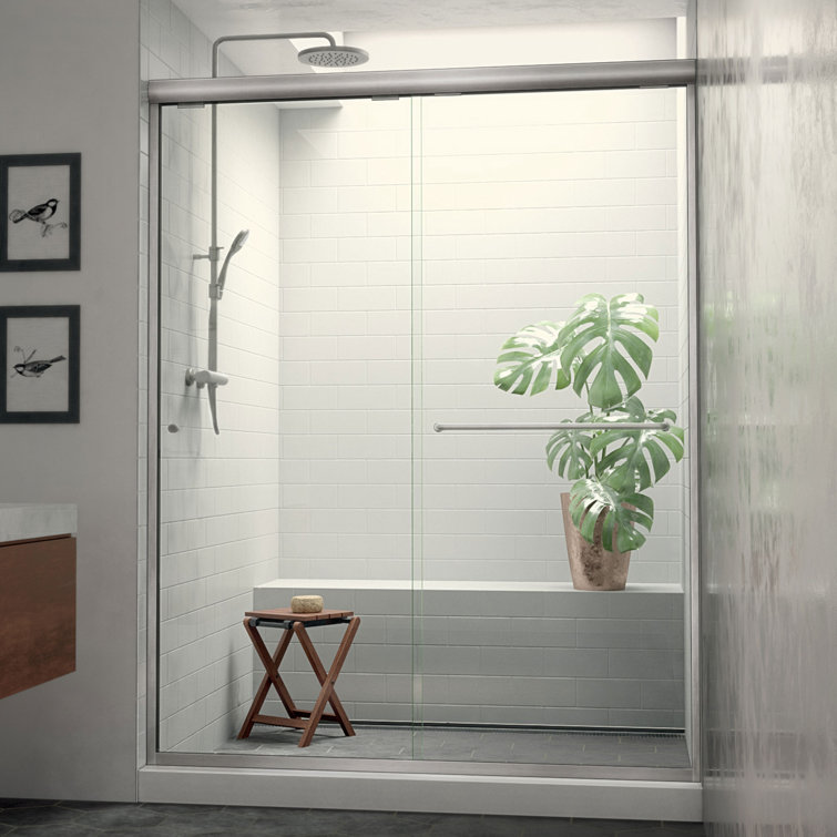 Euro 60" x 70" Brushed Nickel Clear Glass Bypass Shower Door