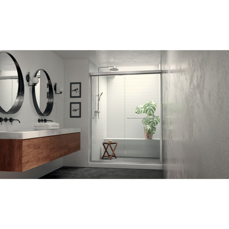 Euro 60" x 70" Brushed Nickel Clear Glass Bypass Shower Door