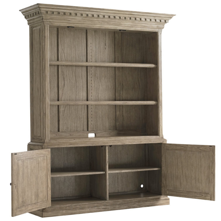 Transitional Barton Creek Adjustable Gray Beige Bookcase with Doors