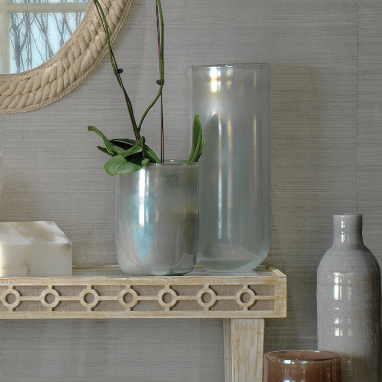 Metallic Aqua Handblown Glass Vase for Flowers or Candles