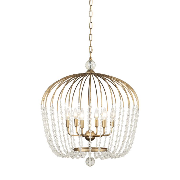Voliere Crystal & Gold 6-Light Pendant in Havana Gold Finish