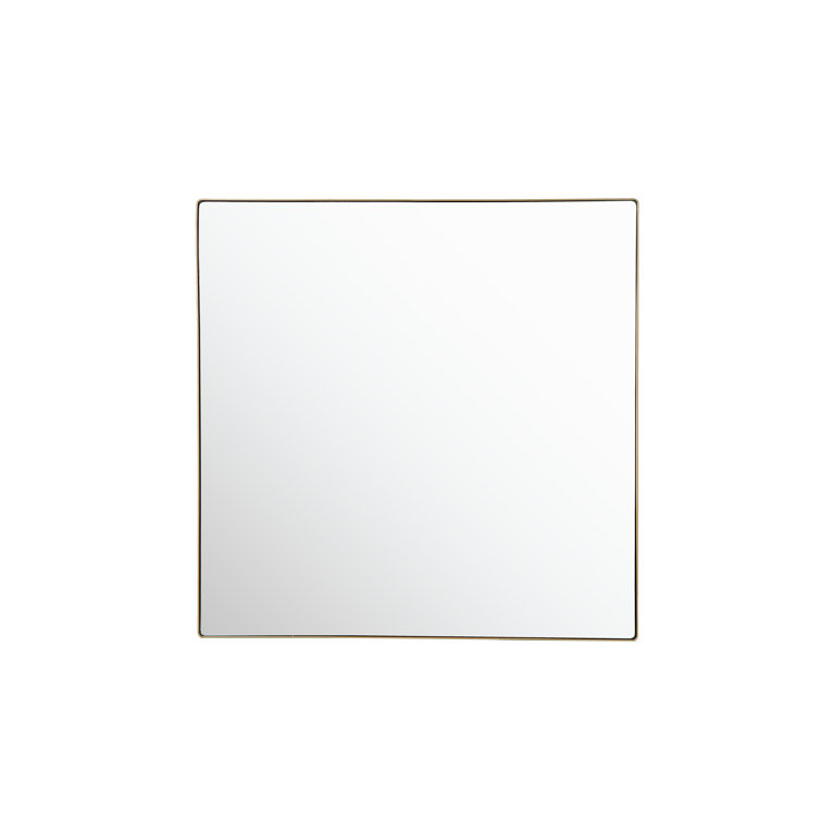Elegant Gold Finish 40'' Square Wood Wall Mirror