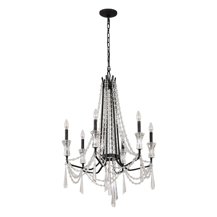 Barcelona Onyx Black 6-Light Traditional Crystal Chandelier
