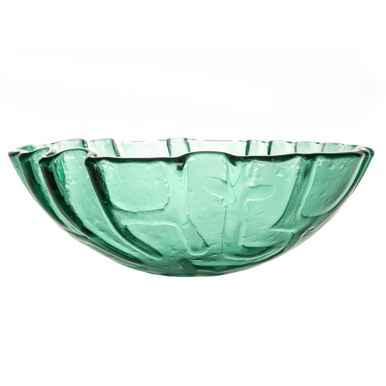 Green Textured Glass Above-Counter Round Vessel Sink
