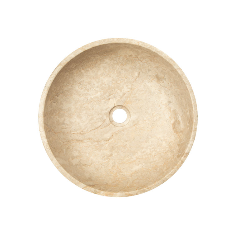 Eden Beige Marble 17'' Round Vessel Sink with Hammered Exterior